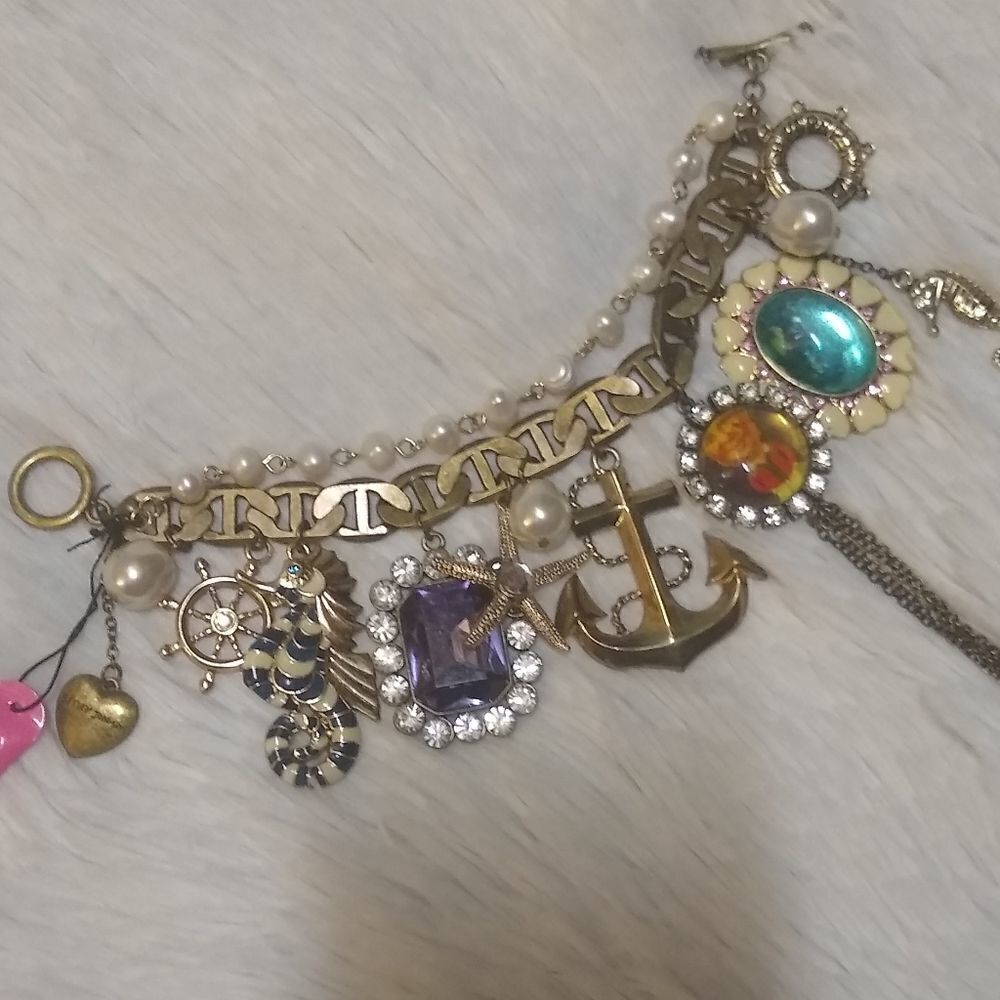 Betsey Johnson Anchors Away Nautical Sea Charm Toggle Bracelet
